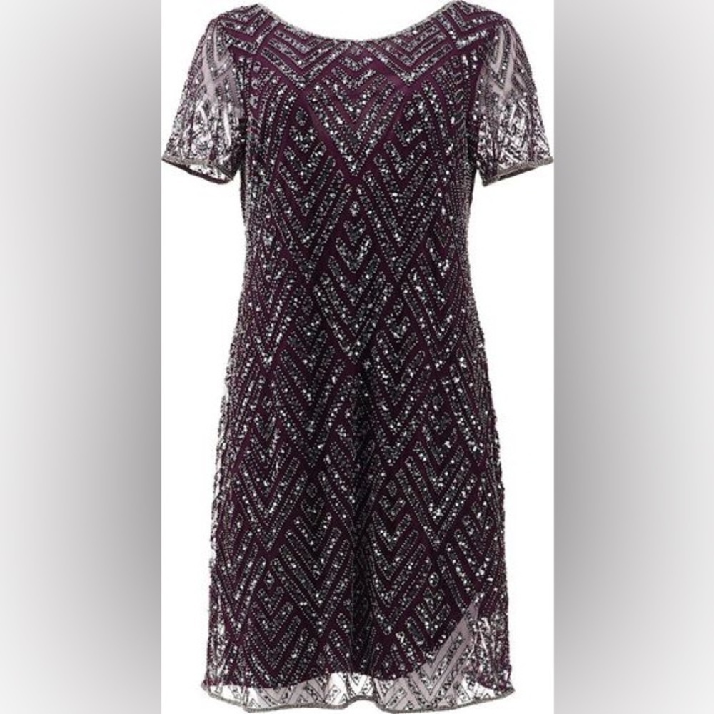 Elegant Plum Beaded Mini Dress